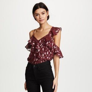 Beautiful Veronica Beard fancy blouse metallic burgundy